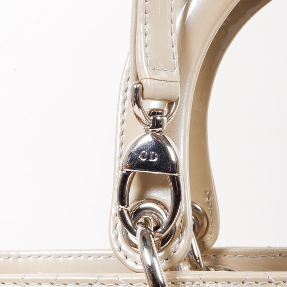 Christian Dior Large Pearl Taupe Patent Leather Lady Dior - Picture 7 of 14